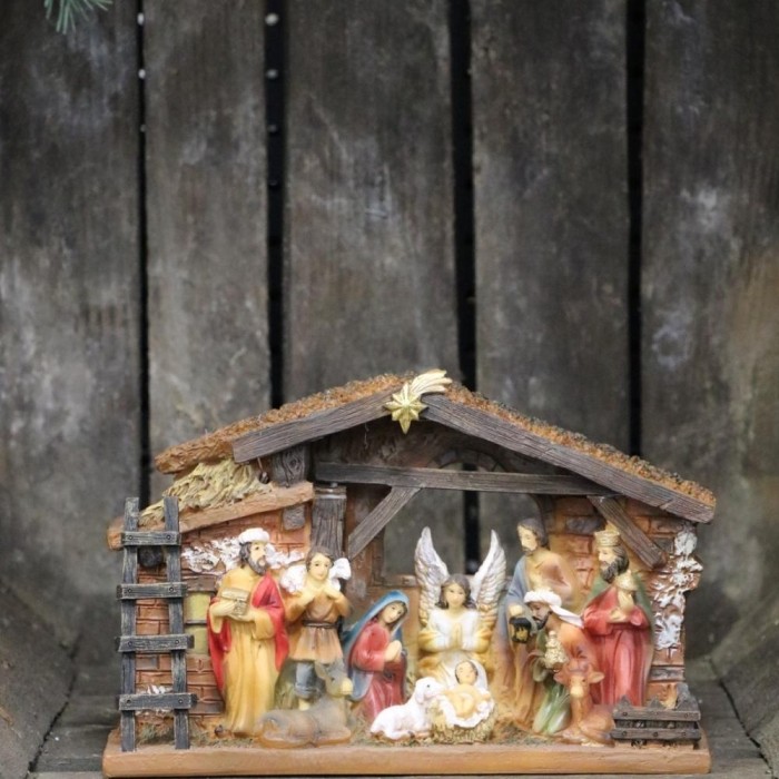 Polyresin Nativity with Figurines
