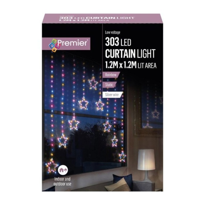 303 LED Pin Wire Star Curtain Rainbow Light