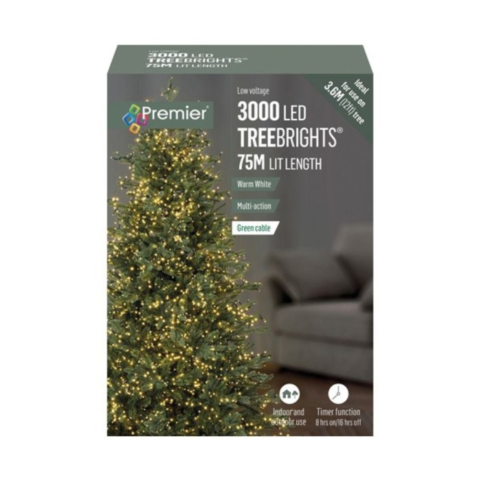 3000 Warm White LED Multi-Action Treebrights with Timer