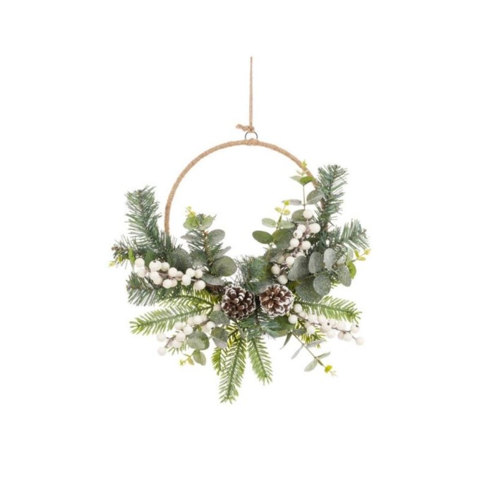 Frosted Snow Berry Semi Wreath 40cm