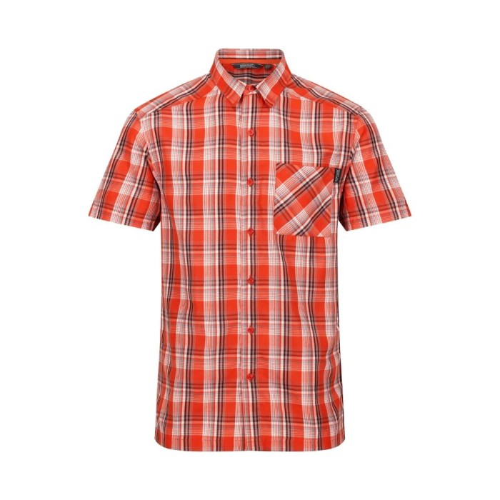 Men's Mindano VII Short Sleeved Shirt Rusty Orange Check