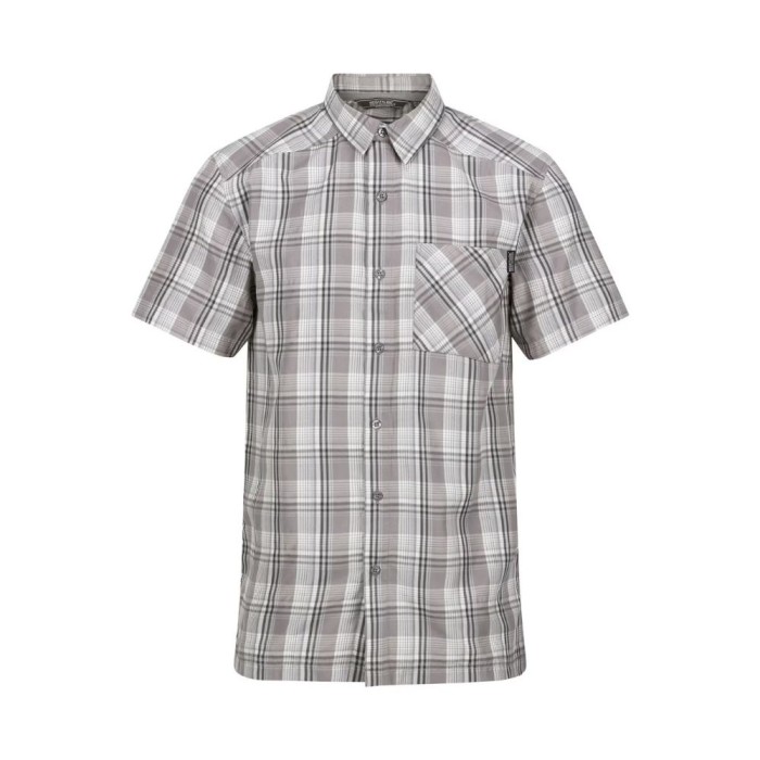 Men's Mindano VII Short Sleeved Shirt Storm Grey Check