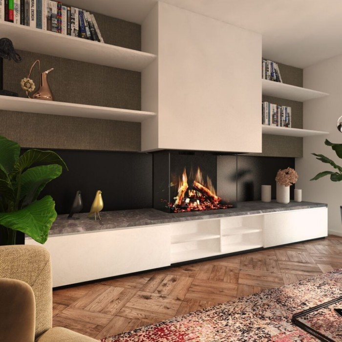 Virtuo 80/3 Cv-Glass Electric Hologram Fire 2KW