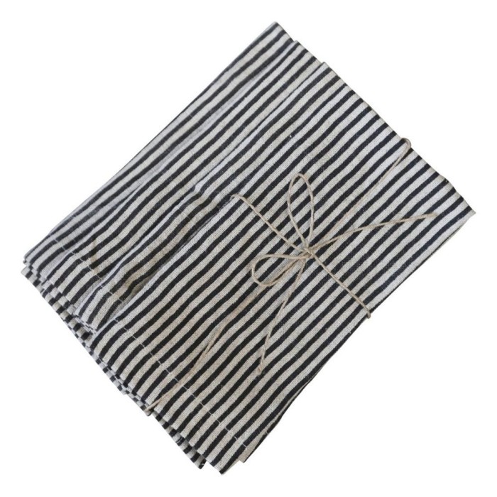 Napkin Set 4 Linen with Stripes