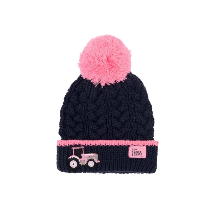 Sweet Pea Tractor Cable Knit Bobbie Bobble Hat 2-4yrs