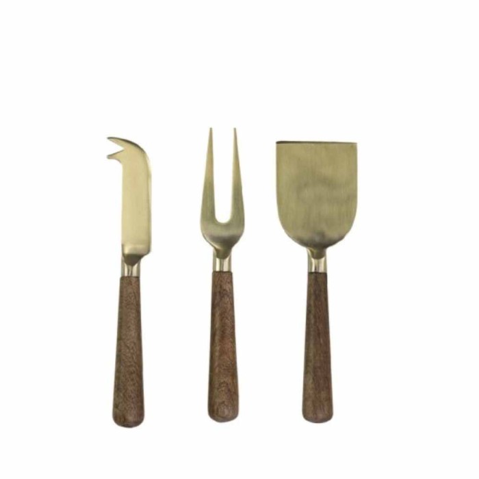 Cheese Knives w/Wooden Handle Set of 3