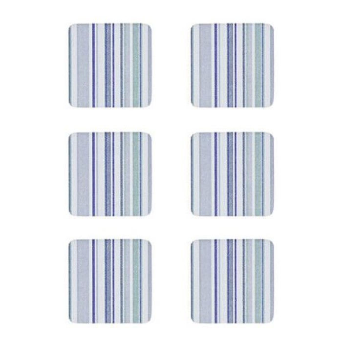 Blue Striped Cork Backed Coasters Pack of 6