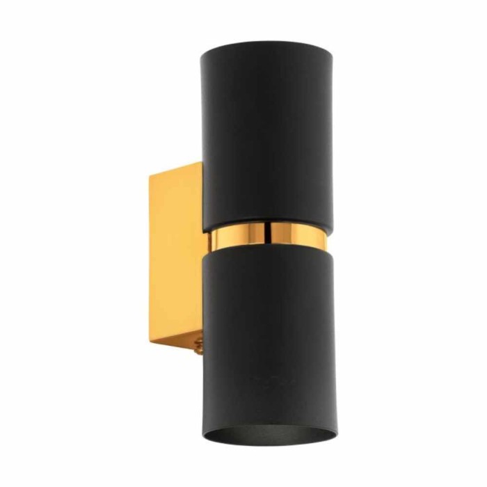 Passa Black/Gold Wall Light Rounded