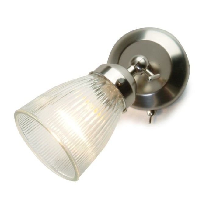 Pimlico Reeded Glass and Nickel Switched Wall Light